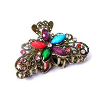 Hair Claw Clips, Zinc Alloy, with Rutilated Quartz, Flower, with rhinestone 8cmx4cm 