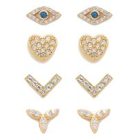 Zinc Alloy Rhinestone Stud Earring, zinc alloy post pin, polished & for woman & with rhinestone 