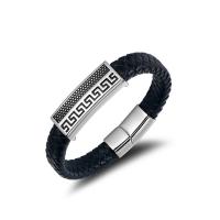 Titanstahl Armband, mit PU Leder, Modeschmuck & für den Menschen, 15.8mmx11.8mm, Länge:8.2 ZollInch, verkauft von PC