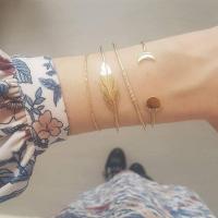 Zinklegierung Armband-Set, Stulpearmband & Armband, goldfarben plattiert, 4 Stück & für Frau & mit Strass, verkauft von setzen