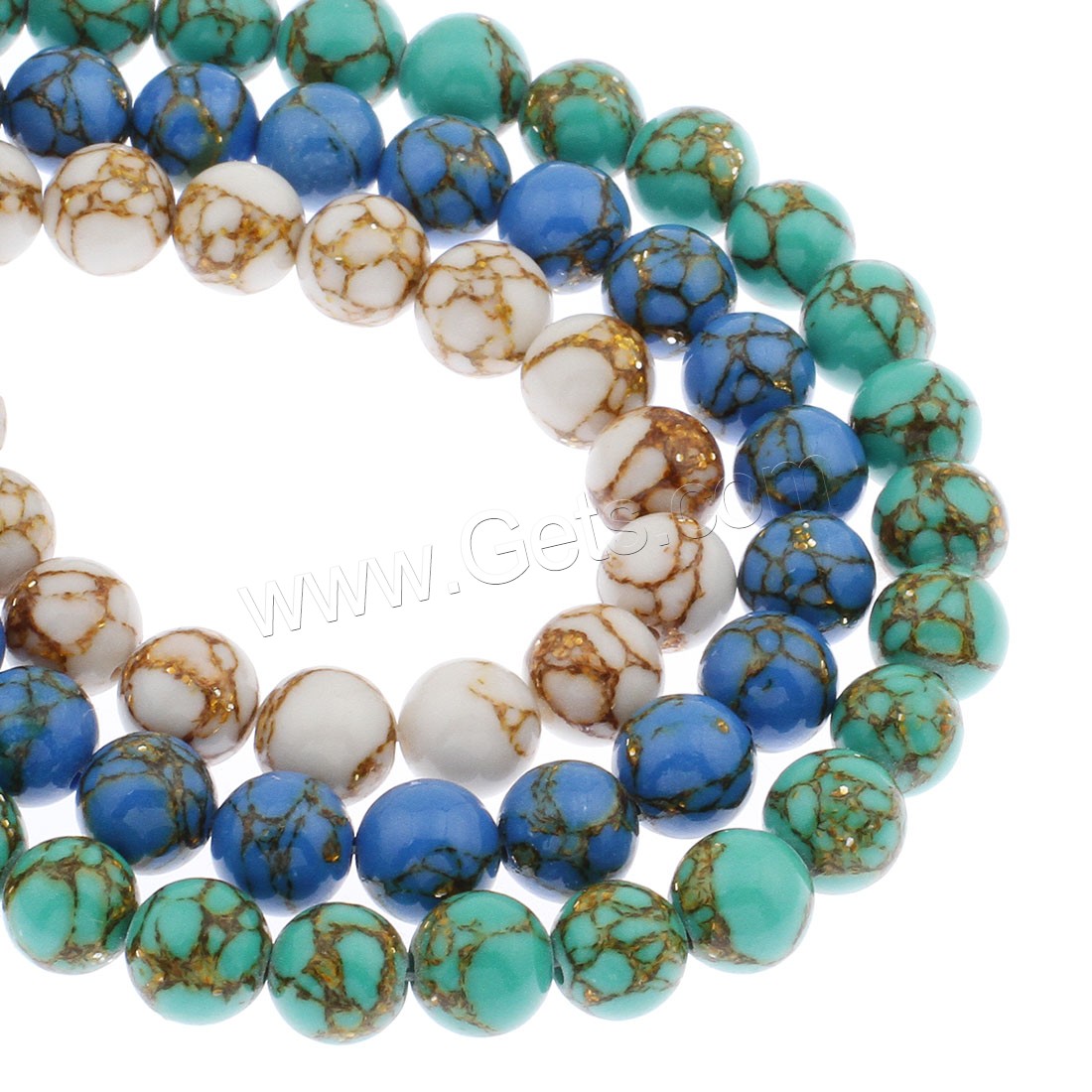 Perles en Turquoise synthétiques, Rond, normes différentes pour le choix, plus de couleurs à choisir, Trou:Environ 1mm, Vendu par sac