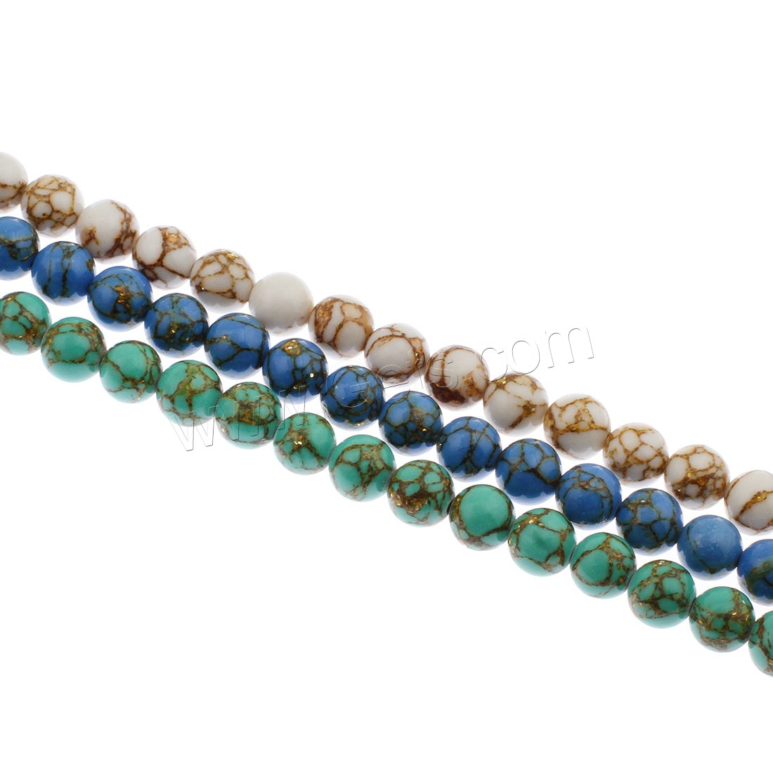 Perles en Turquoise synthétiques, Rond, normes différentes pour le choix, plus de couleurs à choisir, Trou:Environ 1mm, Vendu par sac