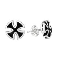 Acier titane boucle d oreille dormeuse, avec émail, croix, bijoux de mode & unisexe, 10mmx2.5mm, Vendu par paire