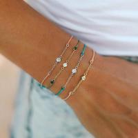 Zinklegierung Armband-Set, mit Baumwolle Schnur, plattiert, 4 Stück & für Frau & mit Strass, verkauft von setzen