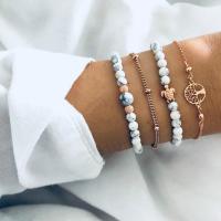 Zinklegierung Armband-Set, mit Türkis, goldfarben plattiert, 4 Stück & Modeschmuck & für Frau, verkauft von setzen