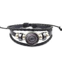 PU Leder Armband, mit Glas & Zinklegierung, plattiert, Zeit Edelstein Schmuck & unisex & verschiedene Stile für Wahl, 2SträngeStrang/Menge, verkauft von Menge