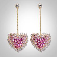 Cubic Zirconia Micro Pave Brass Earring, Heart, fashion jewelry & micro pave cubic zirconia & for woman 