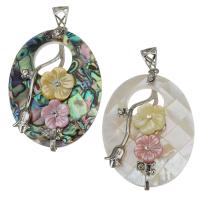 Pendentifs strass en laiton, avec coquille rose & coquille jaune & coquille blanche & coquille d'ormeau, Placage de couleur argentée, différents matériaux pour le choix & avec le motif de fleurs & avec strass Environ Vendu par PC