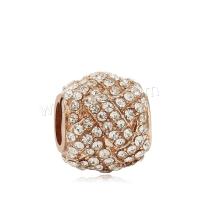 Rhinestone Zinc Alloy Beads, DIY & with rhinestone, rose gold color Approx 