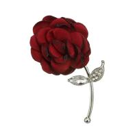 Broche de diamantes de imitación de la aleación de Zinc, con paño, Flor, chapado, para mujer & con diamantes de imitación, más colores para la opción, 37*67mm, Vendido por UD