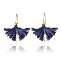 Enamel Zinc Alloy Drop Earring, Ginkgo Leaf, plated, fashion jewelry & for woman 