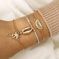 Zinc Alloy Bracelet Set, bracelet, plated, three pieces & for woman, golden 