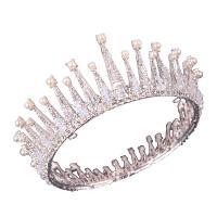 Tiaras nupciales, aleación de zinc, con Cristal & Perlas plásticas, chapado, Joyería & regalo de boda & para mujer, más colores para la opción, 140x60mm, Vendido por UD