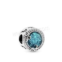 Rhinestone Zinc Alloy Beads, with enamel, DIY & with rhinestone, silver color Approx 