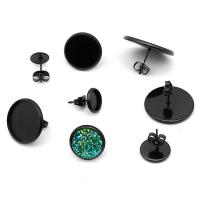 Clou de boucle d'oreille en acier inoxydable, Placage, bijoux de mode & normes différentes pour le choix, noire, Vendu par PC