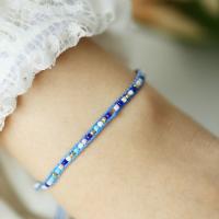 Moda pulseras de la aleación de Zinc, con Seedbead & cordón de nylon, Ajustable & unisexo & patrón de tejido, azul, 269mm, Vendido por Sarta