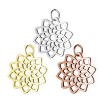 Edelstahl Blume Anhänger, plattiert, hohl, keine, 16.5x19mm, Bohrung:ca. 5mm, 5PCs/Menge, verkauft von Menge