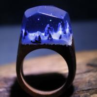 Resin Finger Ring, Wood, with Resin, plated, fashion jewelry & Unisex 