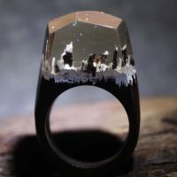 Anillo de dedo de resina, madera, con resina, Joyería & unisexo, Vendido por UD