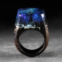 Resin Finger Ring, Wood, with Resin, fashion jewelry & Unisex 