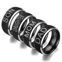 Titanium Steel Finger Ring, Alphabet Letter, Unisex 6mm 