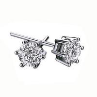 Cubic Zircon Brass Earring, with Cubic Zirconia, stainless steel post pin, plated, for woman, silver color, 5mm 