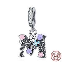 Cubic Zirconia Micro Pave Sterling Silver Pendant, 925 Sterling Silver, real silver plated, micro pave cubic zirconia & enamel 