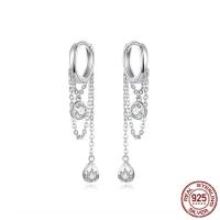 Cubic Zirconia Micro Pave Sterling Silver Earring, 925 Sterling Silver, platinum plated, micro pave cubic zirconia & for woman 