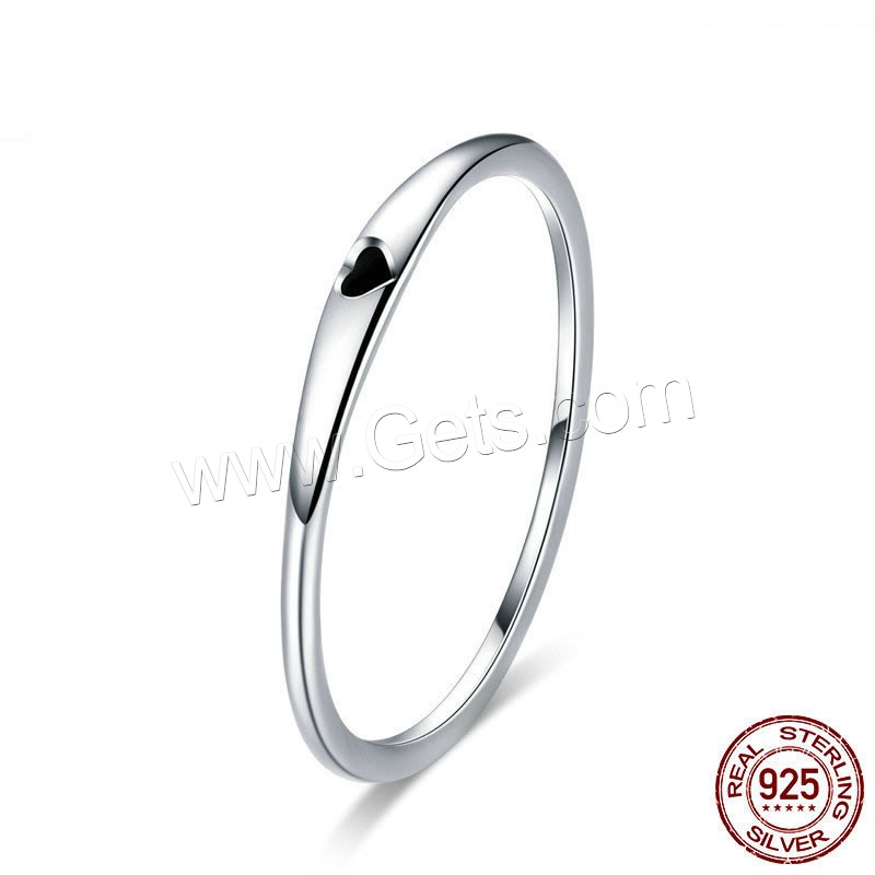 Bague en argent , Argent sterling 925, Plaqué d'argent, unisexe & normes différentes pour le choix & émail, 2mmuff0c1mm, Taille:5-10, Vendu par PC