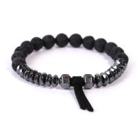 Lava Bead Bracelet, with Hematite, fashion jewelry & Unisex 6mm, 8mm Approx 7 Inch 