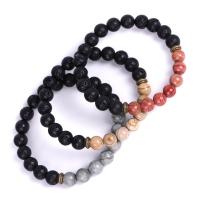 Lava Bead Bracelet, with Grain Stone, fashion jewelry & Unisex 8mm Approx 7 Inch 