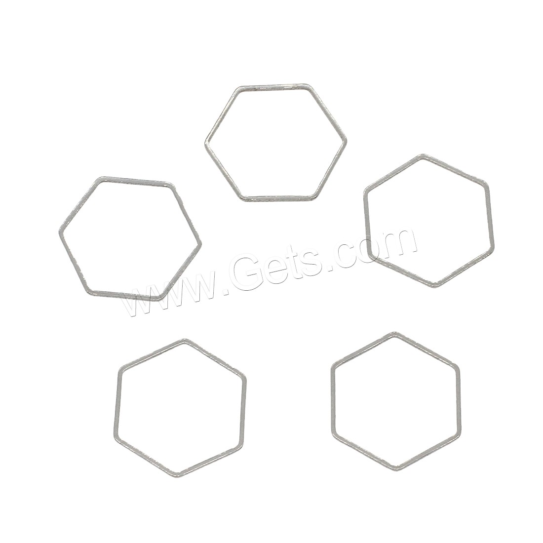 Résultats de bijoux en acier inoxydable, hexagone, normes différentes pour le choix, couleur originale, 1000PC/sac, Vendu par sac