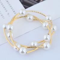 Brass Bracelets, with Plastic Pearl, plated, fashion jewelry & for woman 500*10mm 