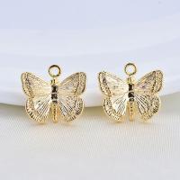 Animal Brass Pendants, Butterfly, real gold plated, DIY 