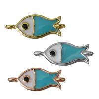 エナメル真鍮コネクタ, 銅, 魚, メッキ, 1/1 ループ, 無色 穴:約 1.5mm, 売り手 パソコン