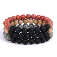 Lava Bead Bracelet, with Grain Stone, fashion jewelry & Unisex 8mm Approx 7.2 Inch 