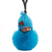 Fur Plush Key Chain, with Vinyl & Plastic, with fluffy ball & cute 75mm 