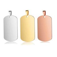 Stainless Steel Pendants, Rectangle, Unisex 