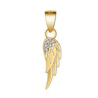 Cubic Zirconia Micro Pave Sterling Silver Pendant, Brass, Wing Shape, plated, micro pave cubic zirconia & for woman 