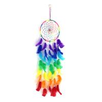 Fashion Dream Catcher, Iron, with Velveteen & Feather & Wood, handmade, multi-colored [