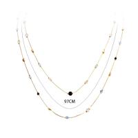 metal collar, con Cuentas de vidrio, para mujer, dorado, longitud:aproximado 38 Inch, Vendido por Sarta