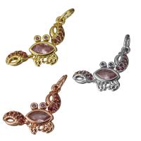 Cubic Zirconia Micro Pave Brass Pendant, Crab, plated, micro pave cubic zirconia Approx 3.5mm 