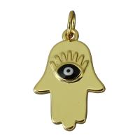 laiton Pendentif, Mal Hamsa yeux, Placage de couleur d'or, émail Environ 3.5mm, Vendu par PC