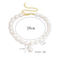 Perlas plásticas collar, con 7cm extender cadena, para mujer, Blanco, longitud:aproximado 11 Inch, Vendido por Sarta