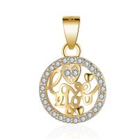 Cubic Zirconia Micro Pave Sterling Silver Pendant, Brass, plated, micro pave cubic zirconia & hollow 