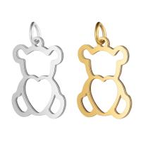 Stainless Steel Animal Pendants, Bear, hollow 