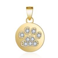 Cubic Zirconia Micro Pave Sterling Silver Pendant, Brass, plated, micro pave cubic zirconia 