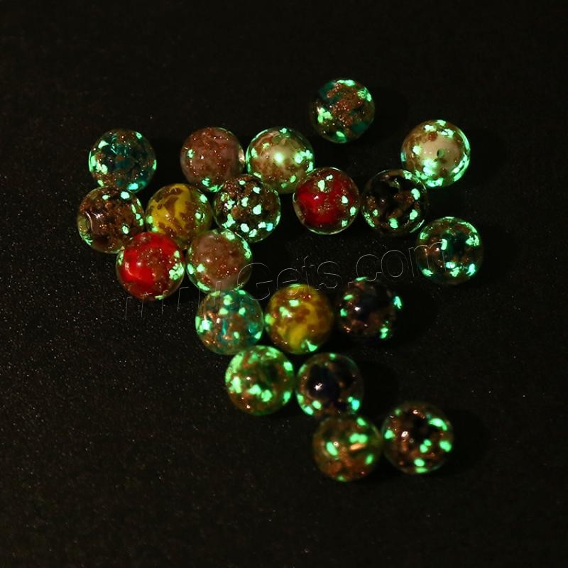 Goldsand Lampwork Perlen, rund, verschiedene Größen vorhanden & glänzend, keine, Bohrung:ca. 1mm, 50PCs/Tasche, verkauft von Tasche