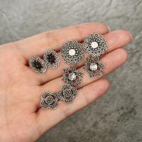 aleación de zinc Stud aretes, Pendiente de stud, acero inoxidable aguja de pendiente, chapado, 4 piezas & para mujer, plateado, Vendido por Set