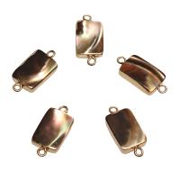 Shell Jewelry Connector, with Brass, Rectangle, gold color plated, 1/1 loop Approx 1.8mm 